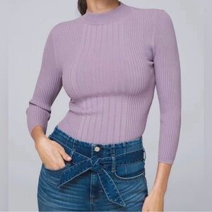 White House Black Market Lavender Ribbed Mock Neck